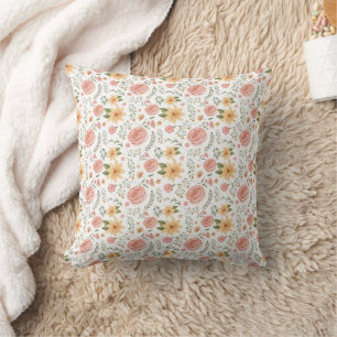 Coussin Bush Pink Elegant Fleur sauvage Vintage Motif Rose