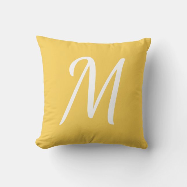 Coussin Butte Monogramme jaune et blanc (Recto)