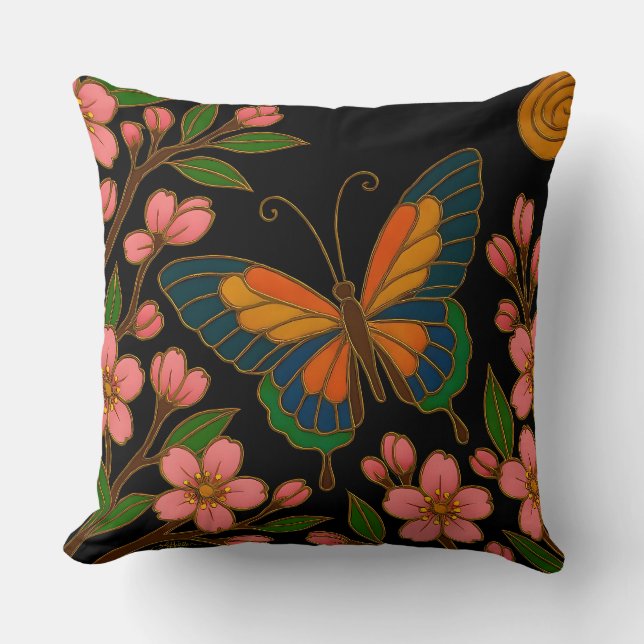 Coussin Butterfly Cherry Blossom Moon (Recto)