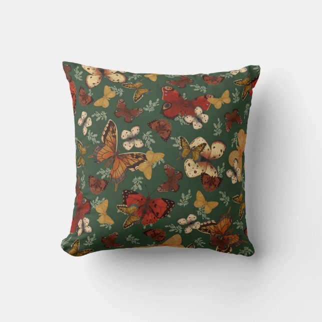 Coussin Butterfly Garden Motif vert frais (Recto)