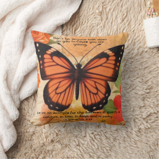 Coussin Butterfly Throw Pillow 1 Timothy 4:12