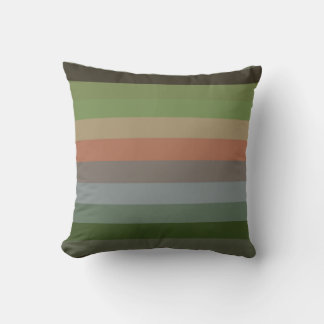 Coussin Cabane de forêt cosy motif rayure bois terre