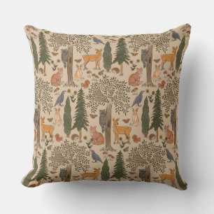 Coussin Cabincore Animaux forestiers