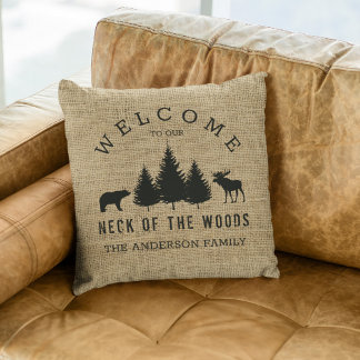 Coussin Cabine Rustique et Confortable Bienvenue Nom de Fa