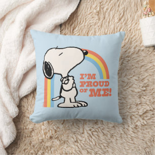 Coussin cacahuètes   Snoopy Je suis fier de moi
