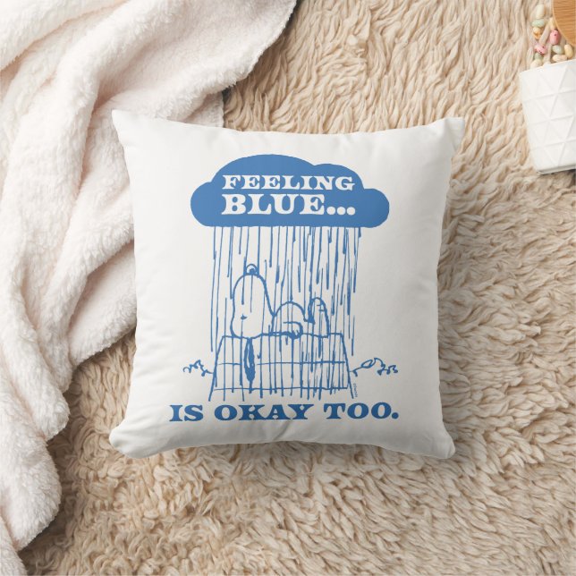 Coussin cacahuètes | Snoopy Sentiment Bleu Est OK Aussi (Couverture)