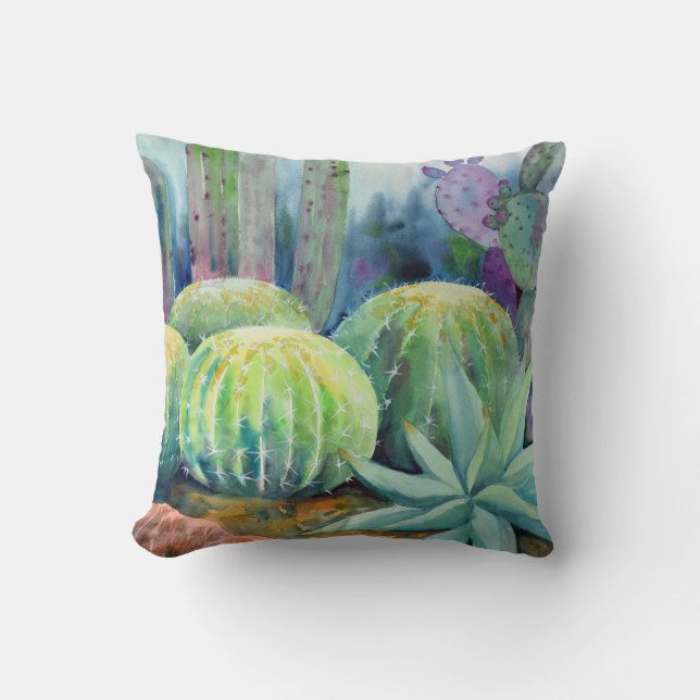 Coussin Cactus aquarelle (Recto)