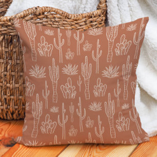 Coussin Cactus Boho Occidental Méridional Chaud Neutre Arg