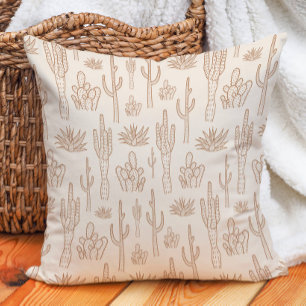 Coussin Cactus Boho Ouest Sud Désert Chaud Neutre