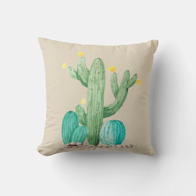Coussin Cactus Cacti Succulent Southwest Desert Watercolor (Recto)