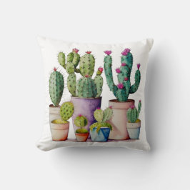 Coussin Cactus d'aquarelle du sud-ouest succulents dans le