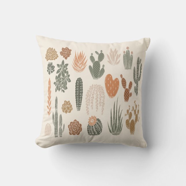 Coussin Cactus et succulent motif sans soudure (Recto)