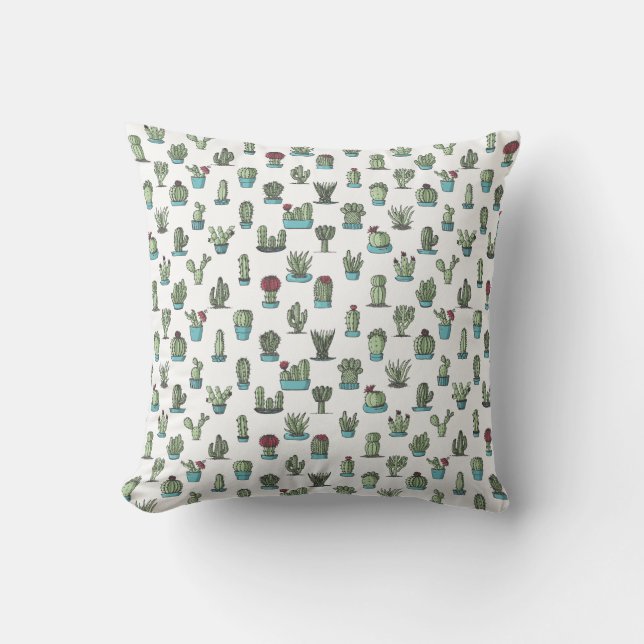 Coussin Cactus et succulents Plante main tiré Motif (Recto)