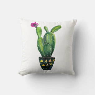Coussin Cactus Fleur Pourpre Aquarelle Sud-Ouest Bohème