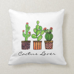 Coussin Cactus mignon d'aquarelle dans des pots