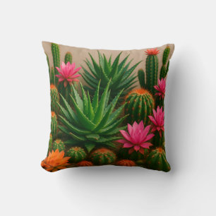 Coussin Cactus Succulent Fleurissant Vibrant Désert