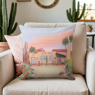 Coussin Cactus sud-ouest du désert Adobe House Peach |