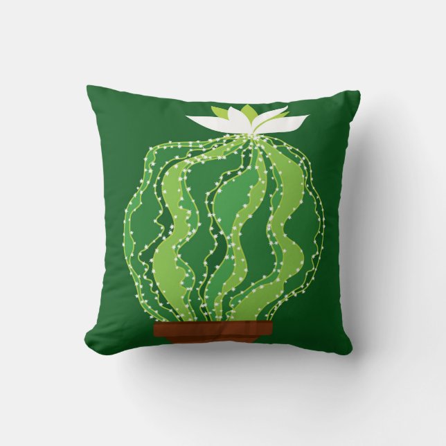 Coussin Cactus vert : motif abstrait naturel. (Recto)