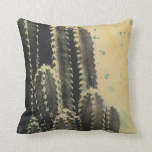 Coussin Cactus vert sur l'arrière - plan jaune