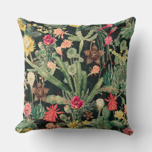 Coussin Cactus Vintage noir coloré