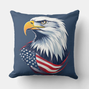 Coussin Cadeau aigle vétéran – Dessin de drapeau américain