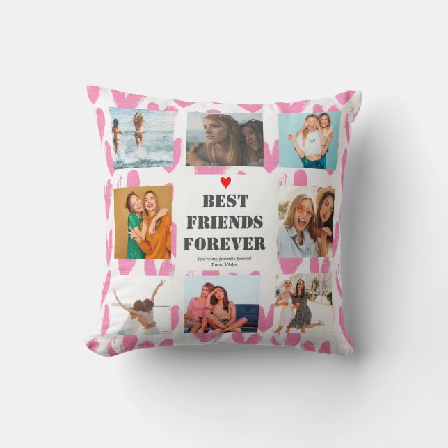Coussin Cadeau BFF personnalisé Meilleur collage photo des (Recto)