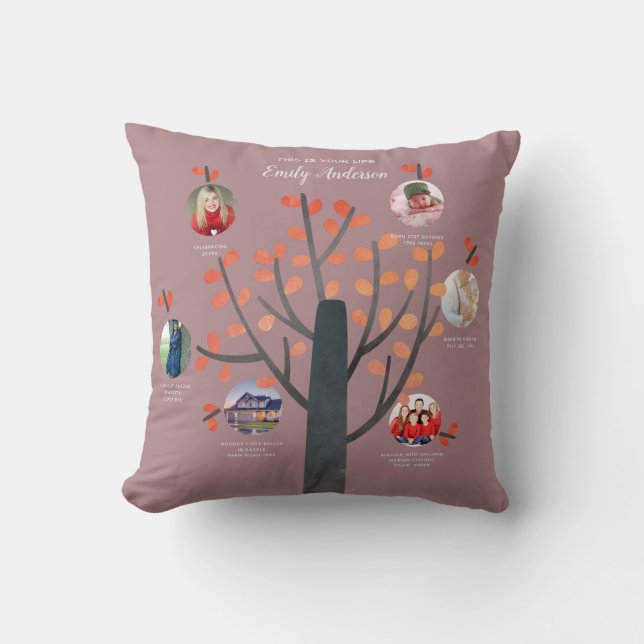 Coussin Cadeau Collage photo de l'arbre généalogique - AJO (Recto)
