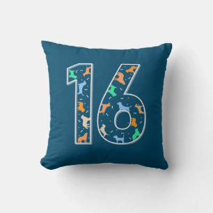 Coussin Cadeau d'anniversaire   16e anniversaire avec chie