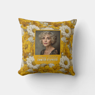 Coussin Cadeau d'anniversaire 50 ans Marguerite Colorée Po