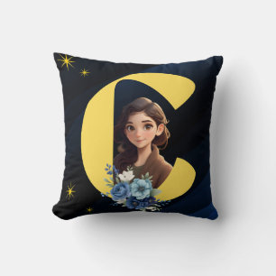 Coussin Cadeau d'anniversaire couleur bleu royal et or élé