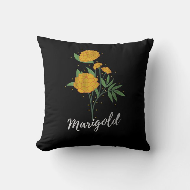 Coussin cadeau d'anniversaire d'octobre marigold fleur vin (Recto)