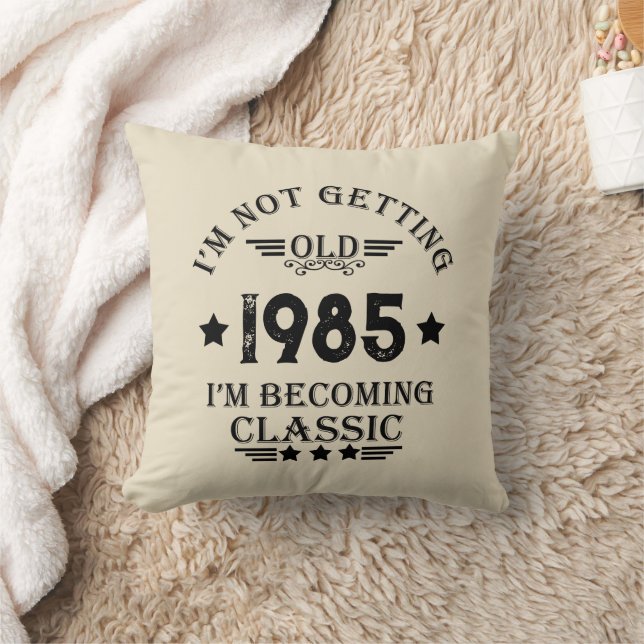 Coussin Cadeau d'anniversaire vintage personnalisé (Couverture)
