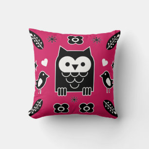 Coussin Cadeau d'art populaire de Chouette scandinave