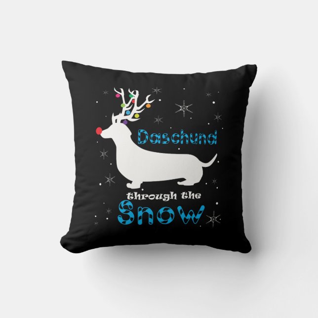 Coussin Cadeau de Daschund par le calembour de Noël de (Recto)