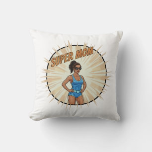 Coussin Cadeau de fête des mères de style bande dessinée S