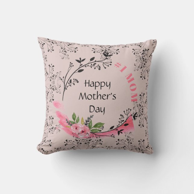 Coussin Cadeau de la Fête des mères personnalisées #No1MOM (Recto)