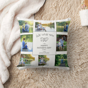 Coussin Cadeau de la fête des pères en collage de 16 photo