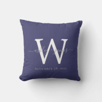 Cadeau de mariage chic bleu nuit blanc monogramme
