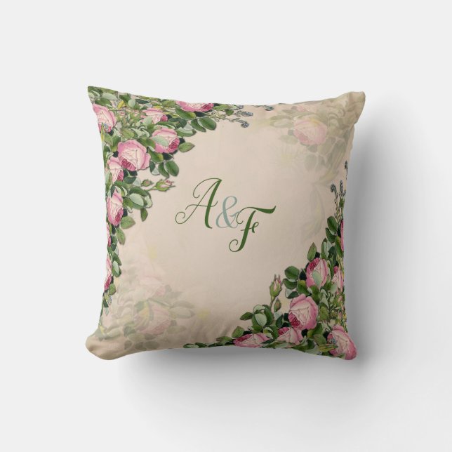 Coussin Cadeau de mariage de Bush Garden Green - roses ros (Recto)