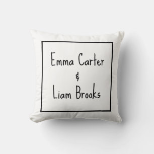 Coussin Cadeau de mariage minimaliste moderne noir et blan
