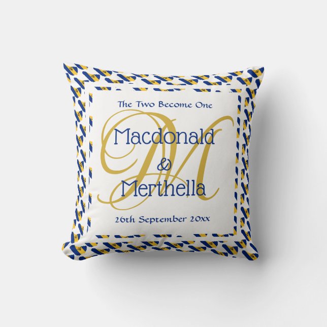 Coussin Cadeau de mariage personnalisé avec monogramme de  (Recto)