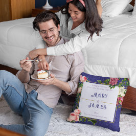 Coussin Cadeau de mariage personnalisé avec texte floral b