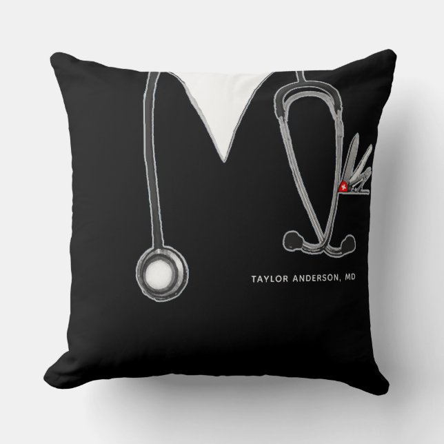 Coussin Cadeau de médecin personnalisé (Recto)