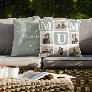 Coussin Cadeau de MUM moderne à grille multi-photo 