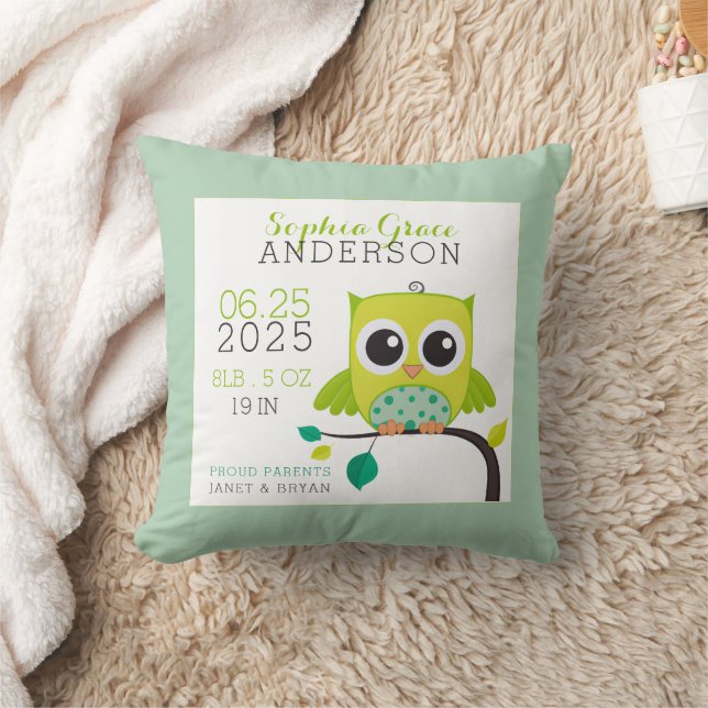 Coussin Cadeau de naissance pour bébé avec statistiques de (Couverture)