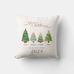 Coussin Cadeau de Noël joyeux en famille, famille personna
