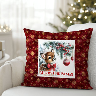 Coussin Cadeau de Noël pour enfants classique bébé faon fo