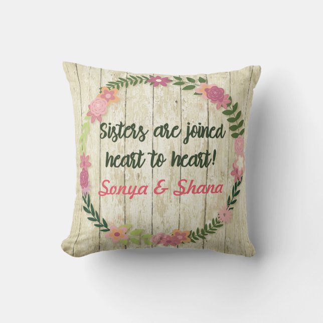 Coussin Cadeau de soeur avec le présent personnalisé par (Recto)
