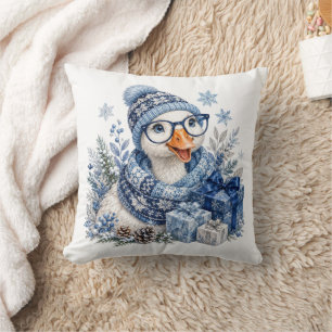 Coussin Cadeau d'hiver de Noël de Hanoukka d'oie bleue