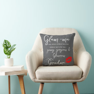 Coussin Cadeau drôle de Glam-ma pour une grand-mère élégan